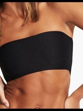 Victoria's Secret Pink Black Macrame Bandeau Swim Top Removable Straps